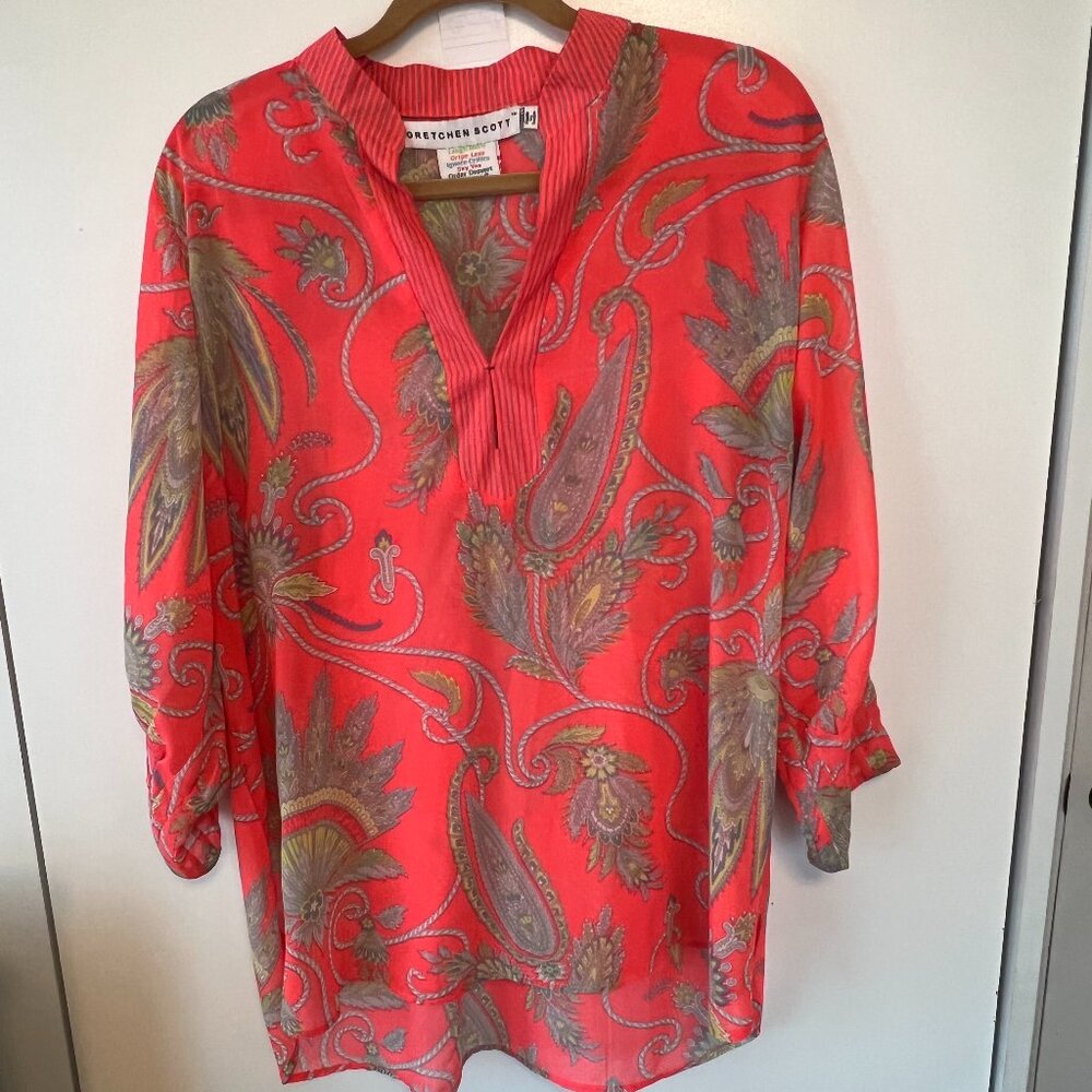 Gretchen Scott Semi-Sheer Blouse; Size XL
